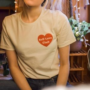 Self Love Club Short Sleeve Tee- Off-White Color- NWT